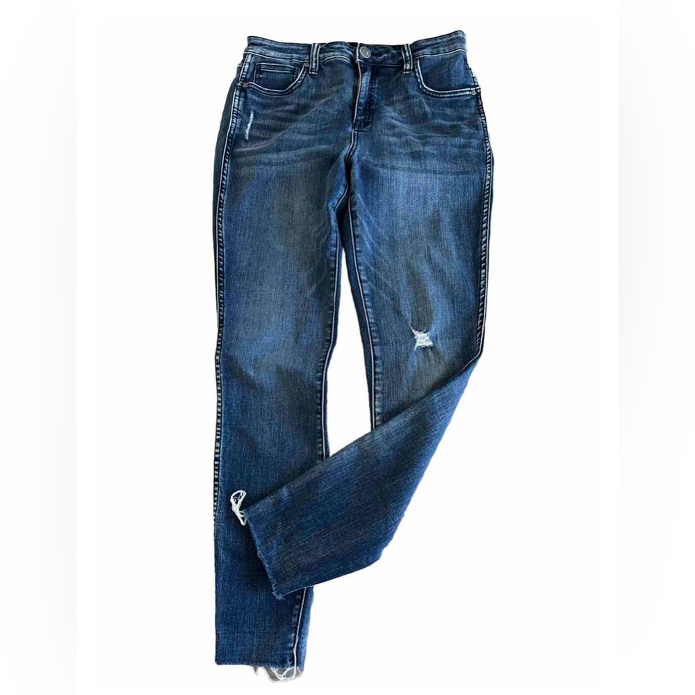 KUT FROM THE KLOTH Distressed + Frayed Hem Stretchy Denim Jeans Size 4 32x27
